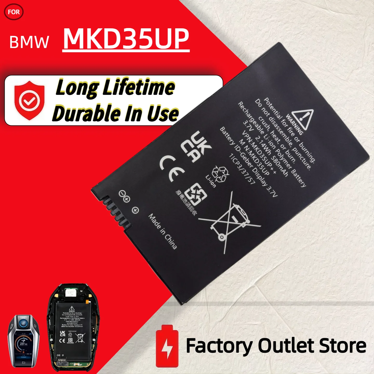 Wholesale And Retail❗❗❗ MKD35UP Remote LCD Key Battery For BMW X3 X4 X5 X6 X7 530Le 730 740 745 760LI 9442976-01 1ICP3/37/57