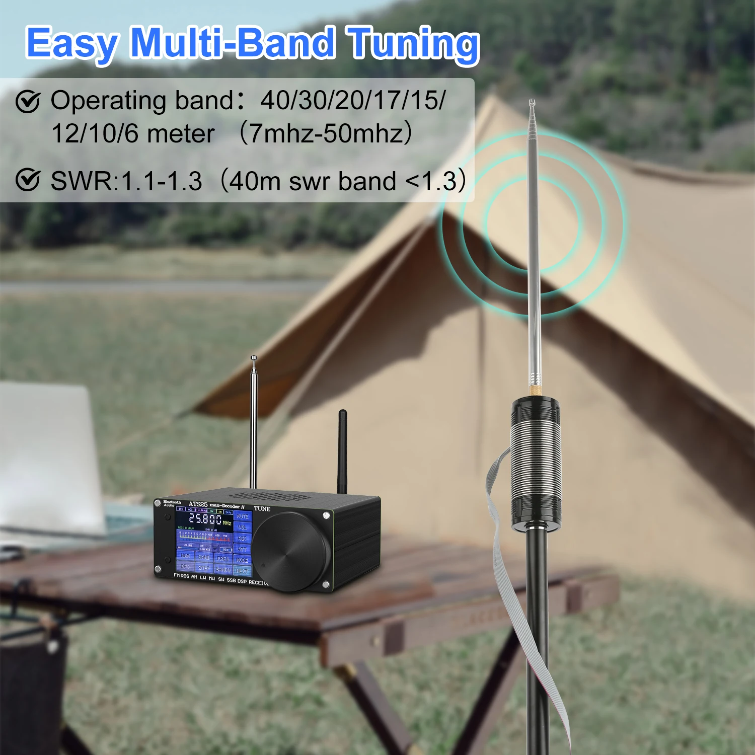 JPC-12 7MHz-50MHz 100W 8-Band HF Portable Shortwave GP Antenna QRP For Ham Radio 100w Tool Accessories For Amateur Radio