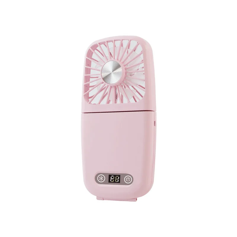 Small fan HandheldDesktop fan NeckFoldingDesktop Makeup mirror with light