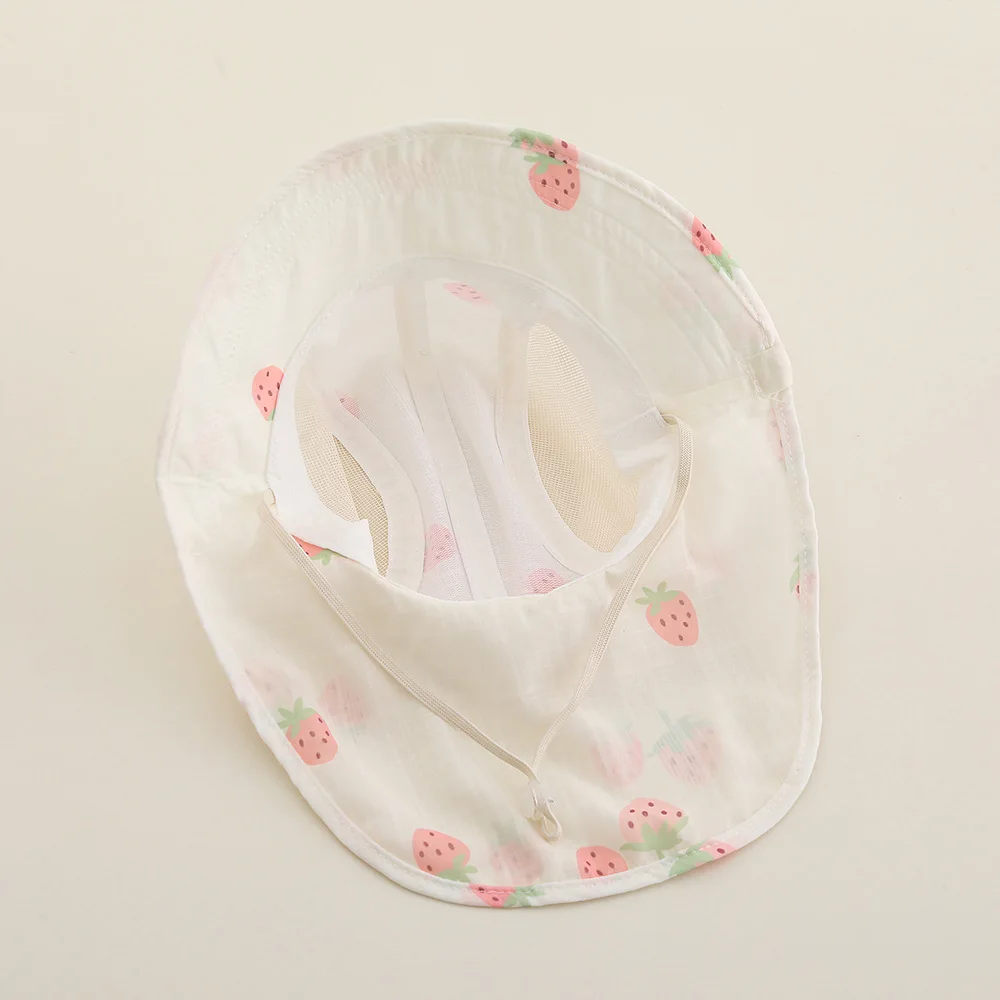 Summer Baby Beach Hat Outdoor Breathable Mesh Sun Visor Cap for Kids Boy Girl Cute Print Neck Protection Shawl Hats view 6