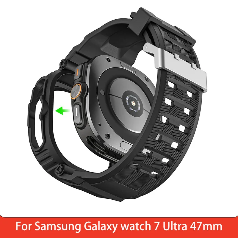 TPU Double buckle integrated strap for Samsung Galaxy watch 7 Ultra 47mm Wristband Sports Strap for watch7 Ultra