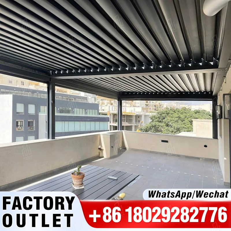 

Waterproof PVC Folding Retractable Pergola Roof Motorized Awning Patio Canopy Pergola With Shade