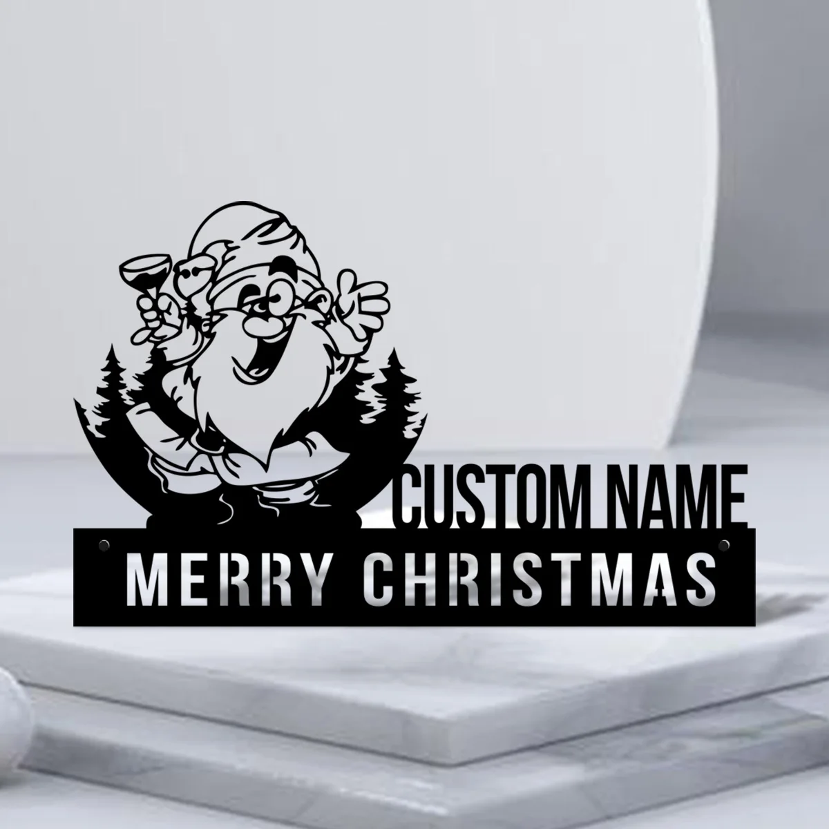 Aangepaste Kerst Bureau Naambord Wedge Gepersonaliseerde Kerstman Geschenken Naambord Kantoor Teken Plaque Dronken Santa Art Home