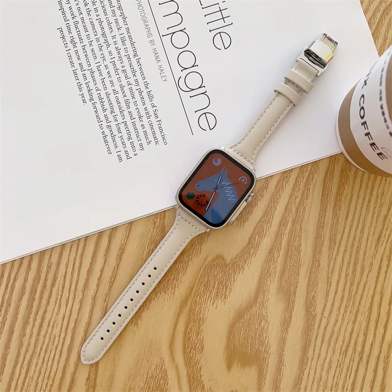 ل iWatch سليم ريال جلدية الساعات ل Iwatch سلسلة الترا 8 7 6 SE 5 حزام بسيط ل أبل ساعة 49 مللي متر 45 مللي متر 41 مللي متر الفرقة