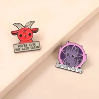 Cute As Hell Enamel Pins Custom Baphomet Cat Cute But Also Satan Brooch Clothes Bag Lapel Badge Cartoon Jewelry Gift for Friends