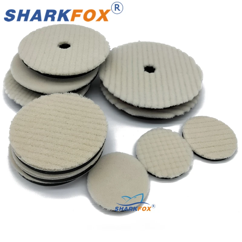 Sharkfox 일본 스타일 양모 연마 디스크, 모직 버핑 휠, 광택 자동차 스크래치 제거, 5 인치, 6 인치 (125mm, 150mm)