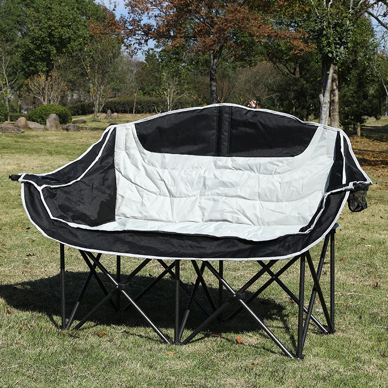 Silla plegable gruesa para acampar al aire libre, silla de luna de algodón doble, portátil, camping, ocio