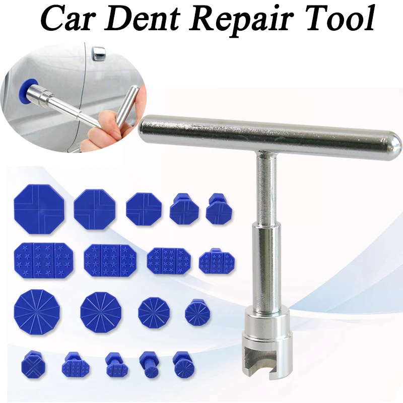 

1 Set Auto Dent Repair Tools Car Body Suction Cup Tool Short T-Handle Puller With 18pcs Plastic Glue Tabs Repair Accessories