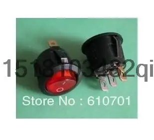 AC 6A/250V 10A/125V Red Neon Light SPST ON/OFF Mini Round Rocker Switch 3 Pins Terminals Push Button Switches