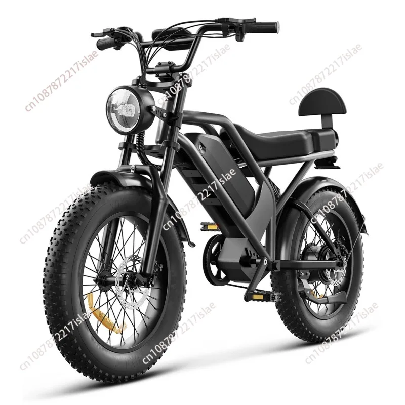 Two‑Seater Fat Tire Electric Bike, Mountain Snow Off‑Road E‑Bike With Dual Seat