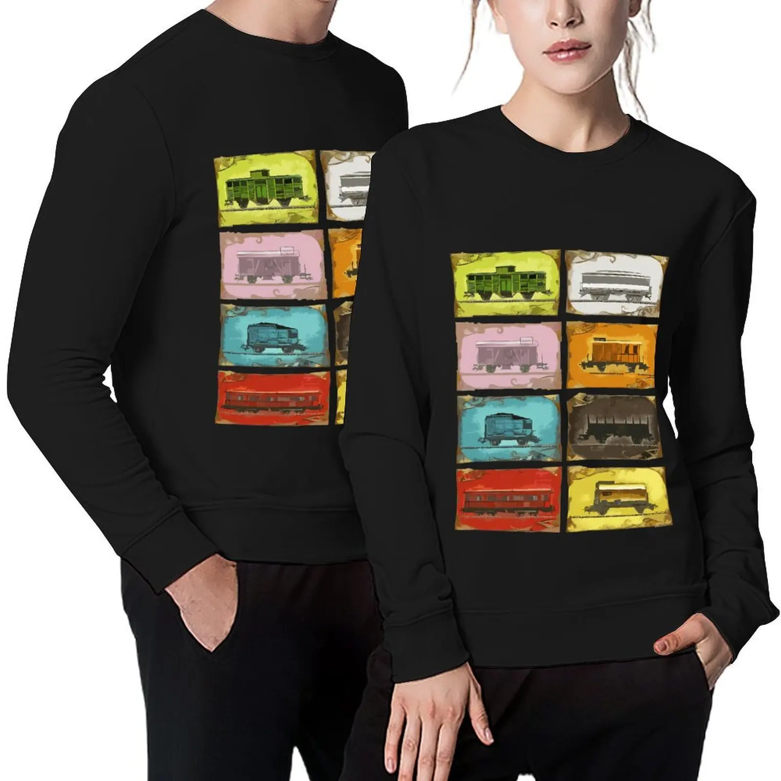 

Ticket To Ride The Trains On Black Pullover blouse mens designer clothes autumn jacket men men's autumn clothes men's sweatshirt