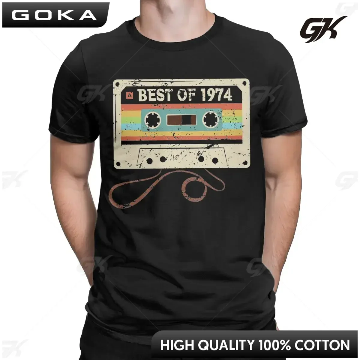 General Men Best of 1974 50 Year Old 50th Birthday Gift T Shirts  Clothes Funny Short Sleeve Classic Tee Shirt Gift Idea Tops