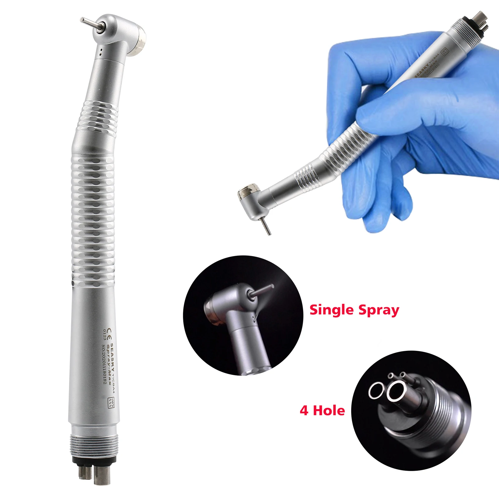 10Pcs Seasky NSK PANA MAX Style Dental High Speed Turbine Handpiece Push 4Hole Single Both Air & Water Spray