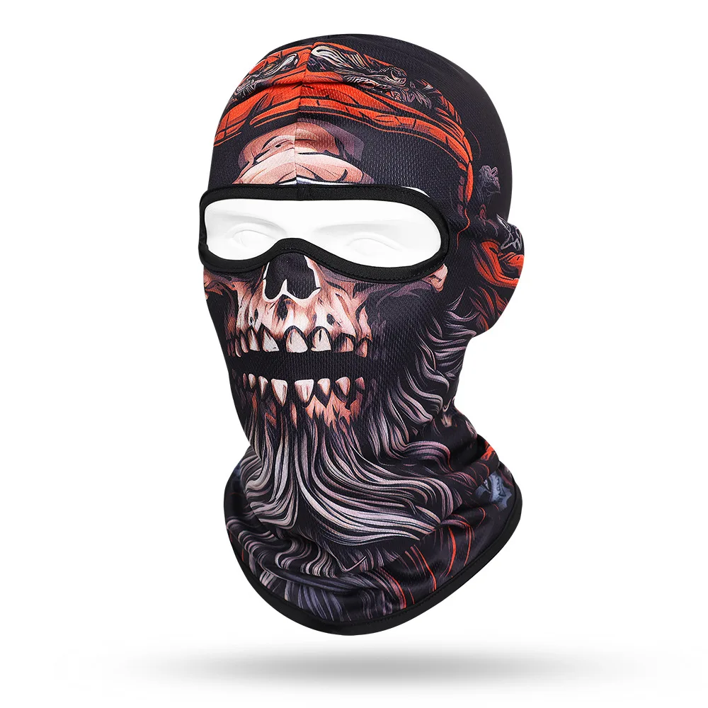 Gorro de cara completa con calavera y barba para hombre, pasamontañas transpirable de secado rápido, calentador de cuello y cabeza de motocicleta, capucha de ciclismo, casco de motociclista, novedad