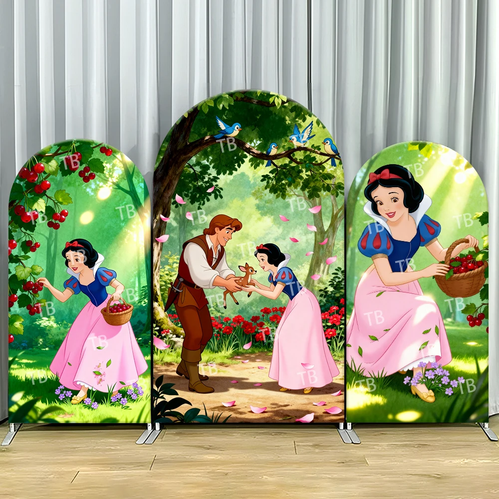 

Snow White Forest Berry Arch Backdrop Cover Prince Deer Scene For Kids Birthday Party Romantic Cartoon Theme Photo Booth Decor
