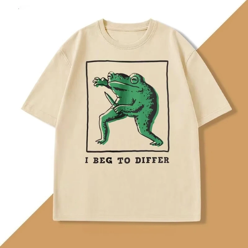 I Beg To Differ T Shirt Men Women Loose Frog Printed T-shirt Casual Cotton Short Sleeve Harajuku Tshirt Unisex Oversized Clothes