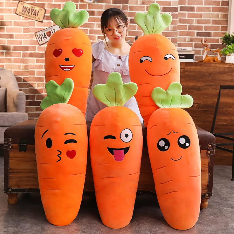 Creative Carrot Plush Toy with Cute Expression Plants Stuffed Dolls Soft Long Sleeping Pillow Home Decoration Birthday Gifts