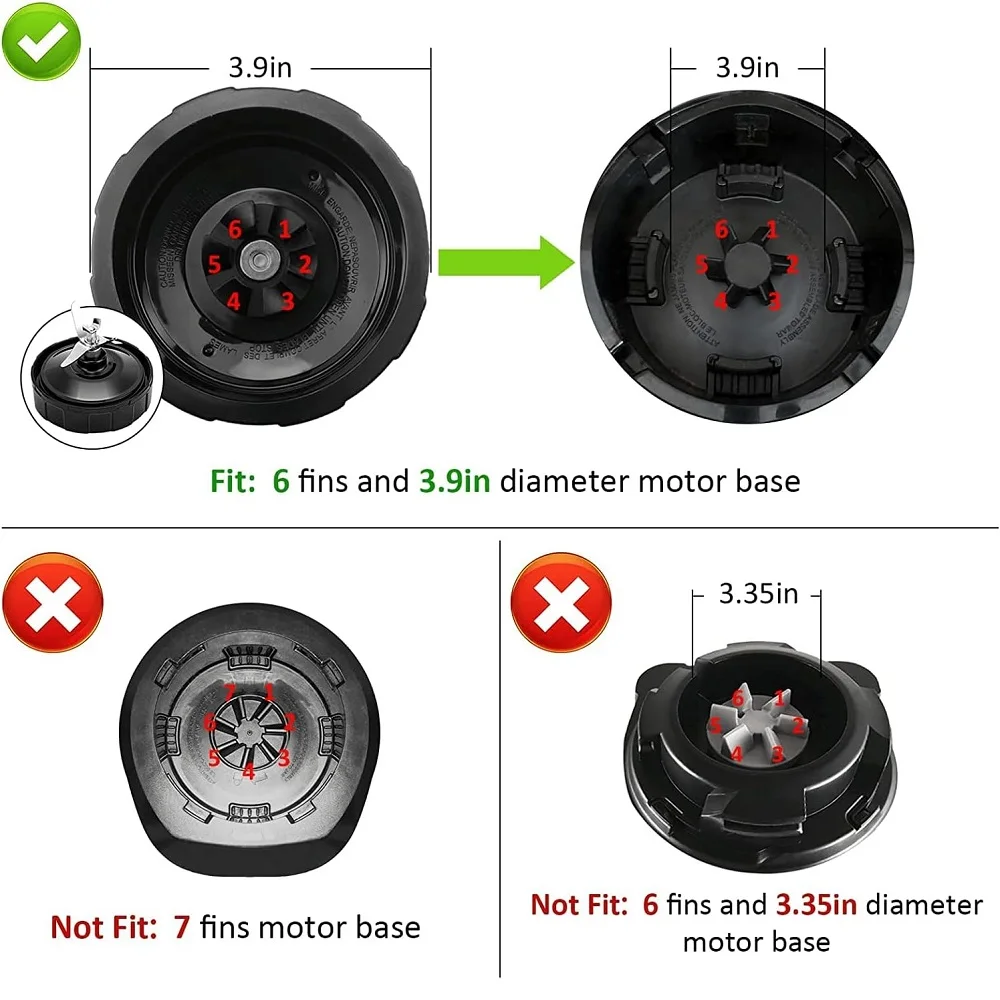 6 Fins Pro Extractor Blade for Nutri Ninja Auto iQ BL480W-70 BL480D-30DOB BL450-70 BL451-70 BL454-70 BL455-70 BL481-70 BL482-70