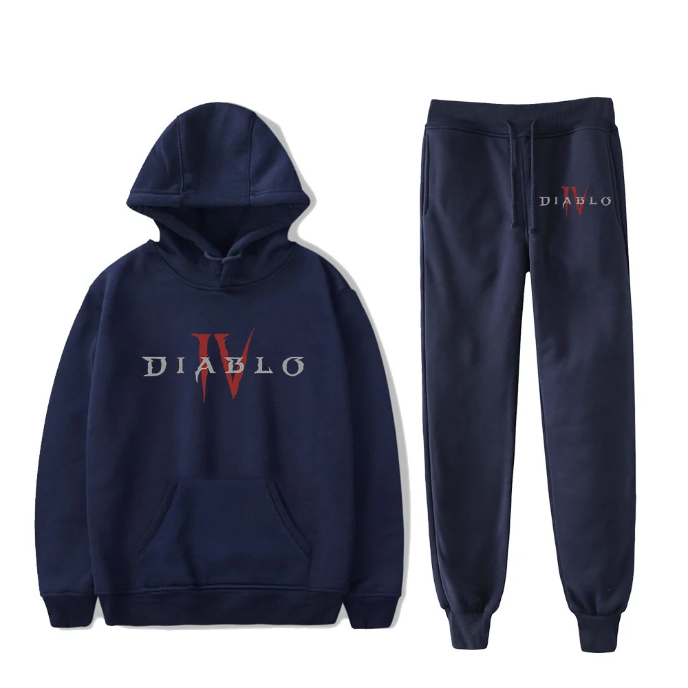 Diablo IV-Sudadera con capucha y pantalones de chándal para hombre y mujer, conjunto de dos piezas con Logo de núcleo, ropa Harajuku, 2023