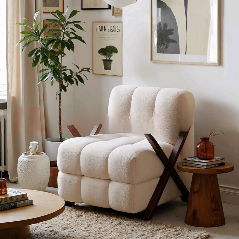 

Medieval single sofa living room home bedroom balcony leisure sofa designer solid wood