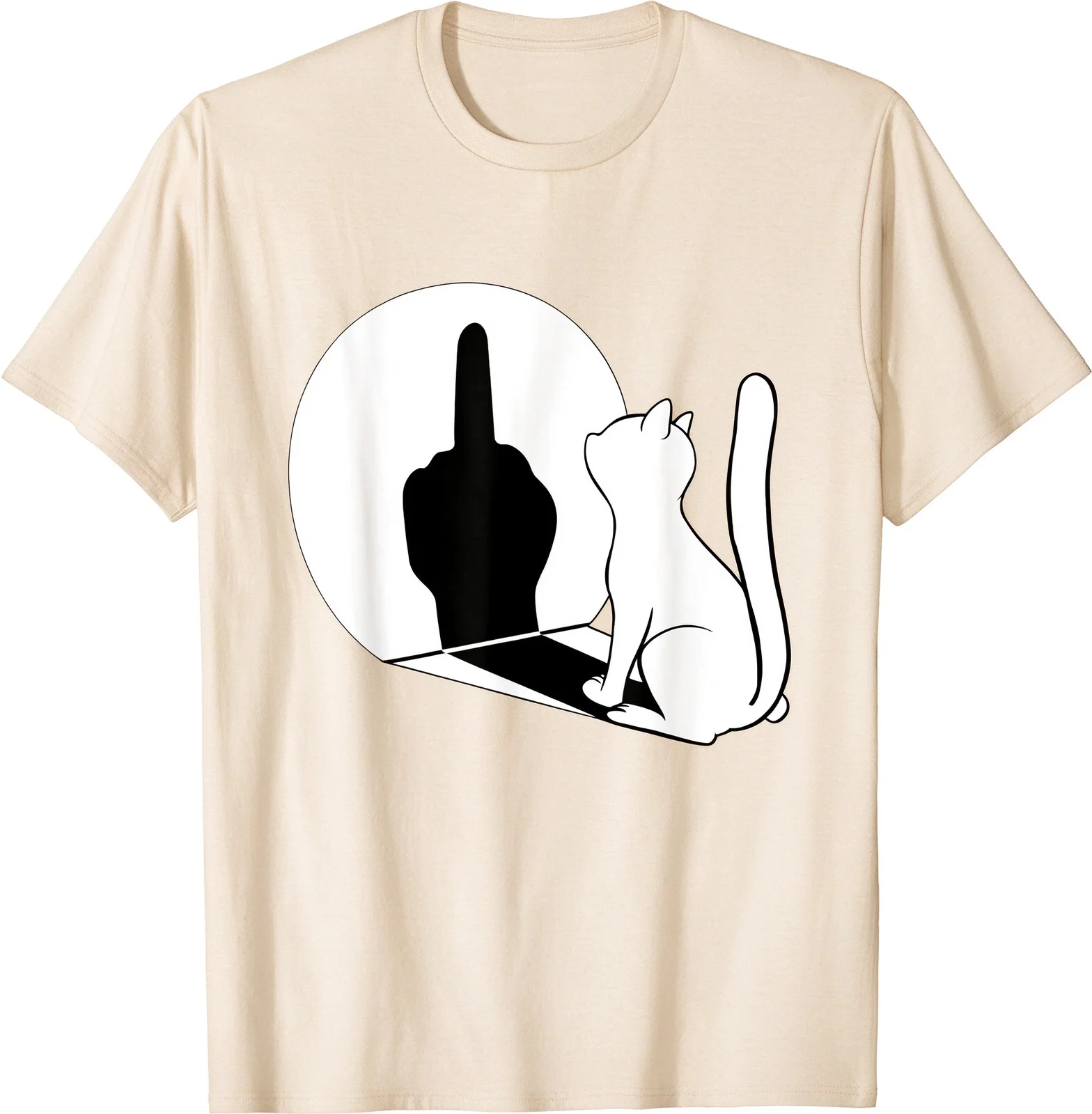 Middle Finger Cat Statement Cat Funny Gift T-Shirt Regular Short Sleeve Tops O-neck Men's Cotton T-shirt Cotton Summer Shirts