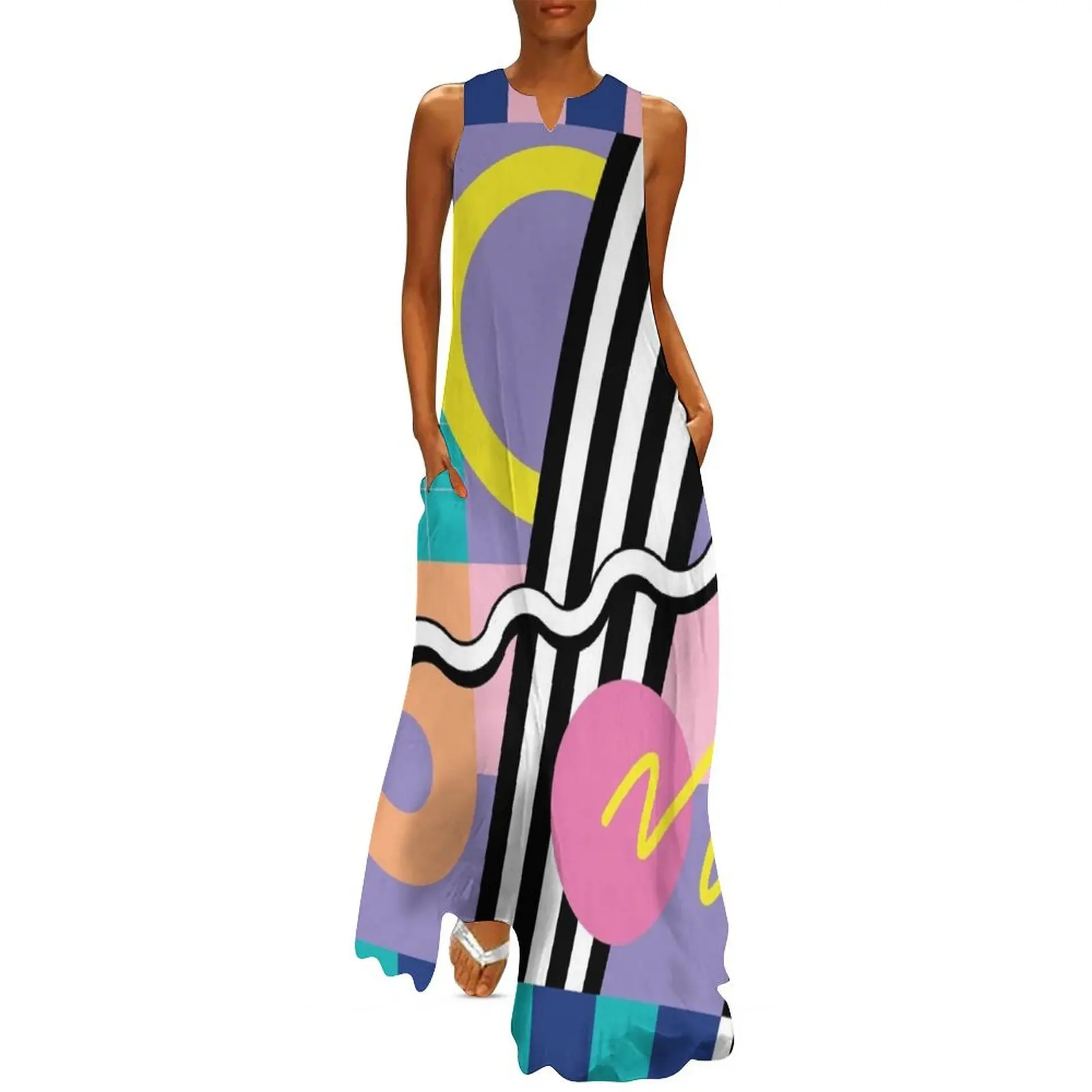 

Memphis Pattern 91 - Retro 90s / 80s Long Dress women's dresses luxury long dress women