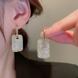 Fashion Trend Unique Design Elegant Delicate Black Zircon Geometric Cube Earrings Women Jewelry Party Premium Gifts Wholesale