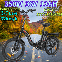 Electric Bike CY20 350W Motor 36V12AH Removable Battery E Bike Retro Adult Folding 20-inch Tire Road Mountain Electric Bicycle