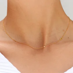 Dainty Stainless Steel Cubuic Zirconia Initial A-Z Pendant Necklace For Women 18k Gold Plated Stackable Choker Necklace Jewelry