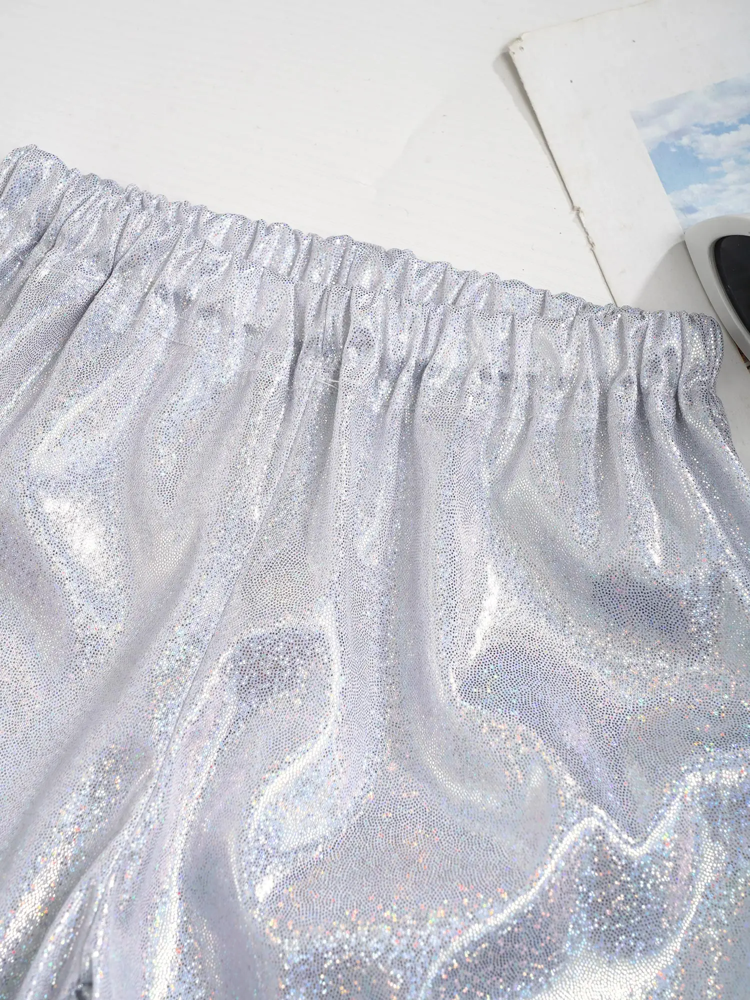 Kids Boys Girls Hip Hop Jazz Street Dance Pants Shiny Metallic Elastic Waistband Trousers Party Performance Costume Dancewear