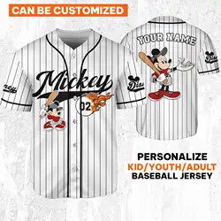 2024 Disney Mickey Baseball Jersey Shirt 3D Print Breathable Casual Custom Name Number Mickey Logo Face Baseball Jersey