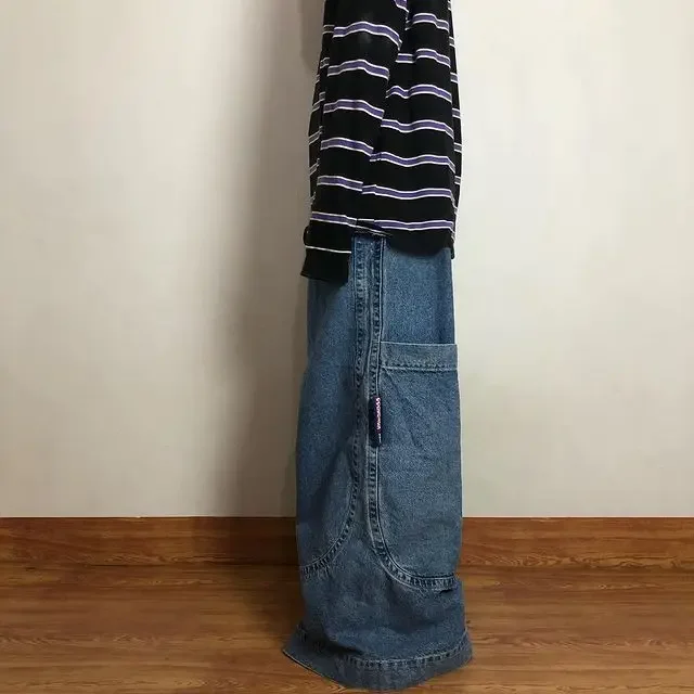 Vintage y2k jeans JNCO Kangaroo pria dan wanita Harajuku kasual bordir lurus 2024 musim panas baru lebar kaki y2k jnco jeans