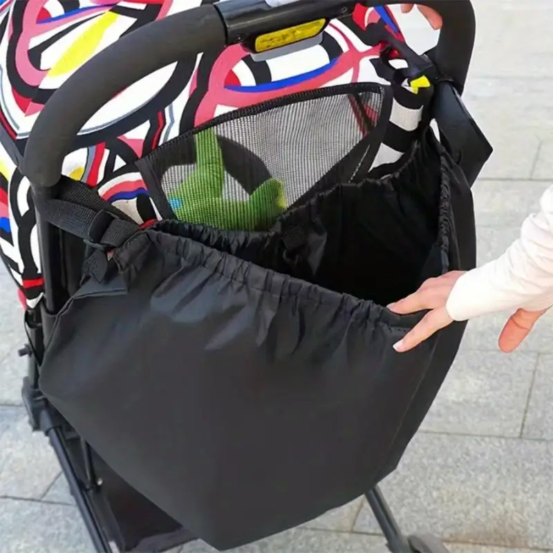 【BS】Stroller Bag Large Capacity Reusable Washable Mummy Bag Stroller Organizer Black Stroller Hanging Bag