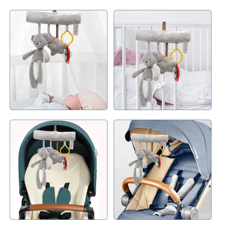 New Hanging Bed Rabbit Baby Hand Bell Safety Seat Plush Toy Multifunctional Plush Toy Stroller Mobile Gifts