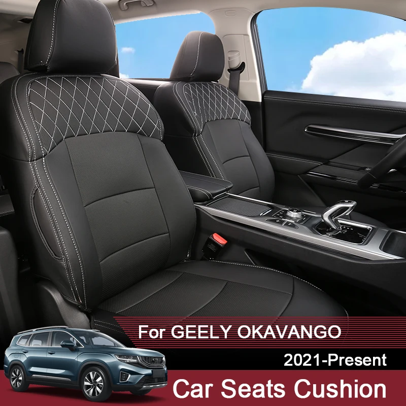 Car Full Surrounding Seat Cushion Cover Customized For Geely OKAVANGO 5/7Seats 2021-Present PU Leather Waterproof Auto Accessory