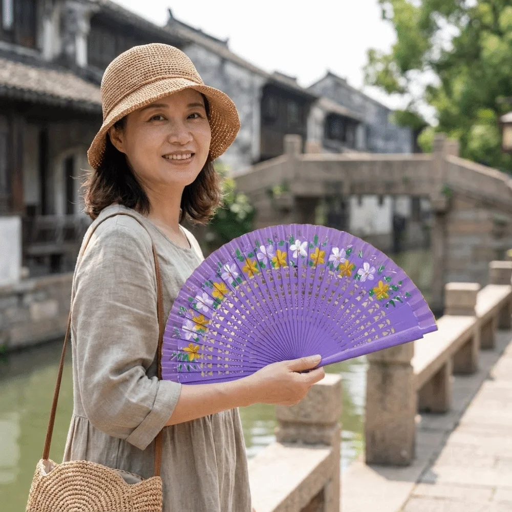 Hand Fan Antique Spanish Wooden Fan Traditional Classic Hand-painted Fan Colorful Decorative Folding Fan Photography Prop