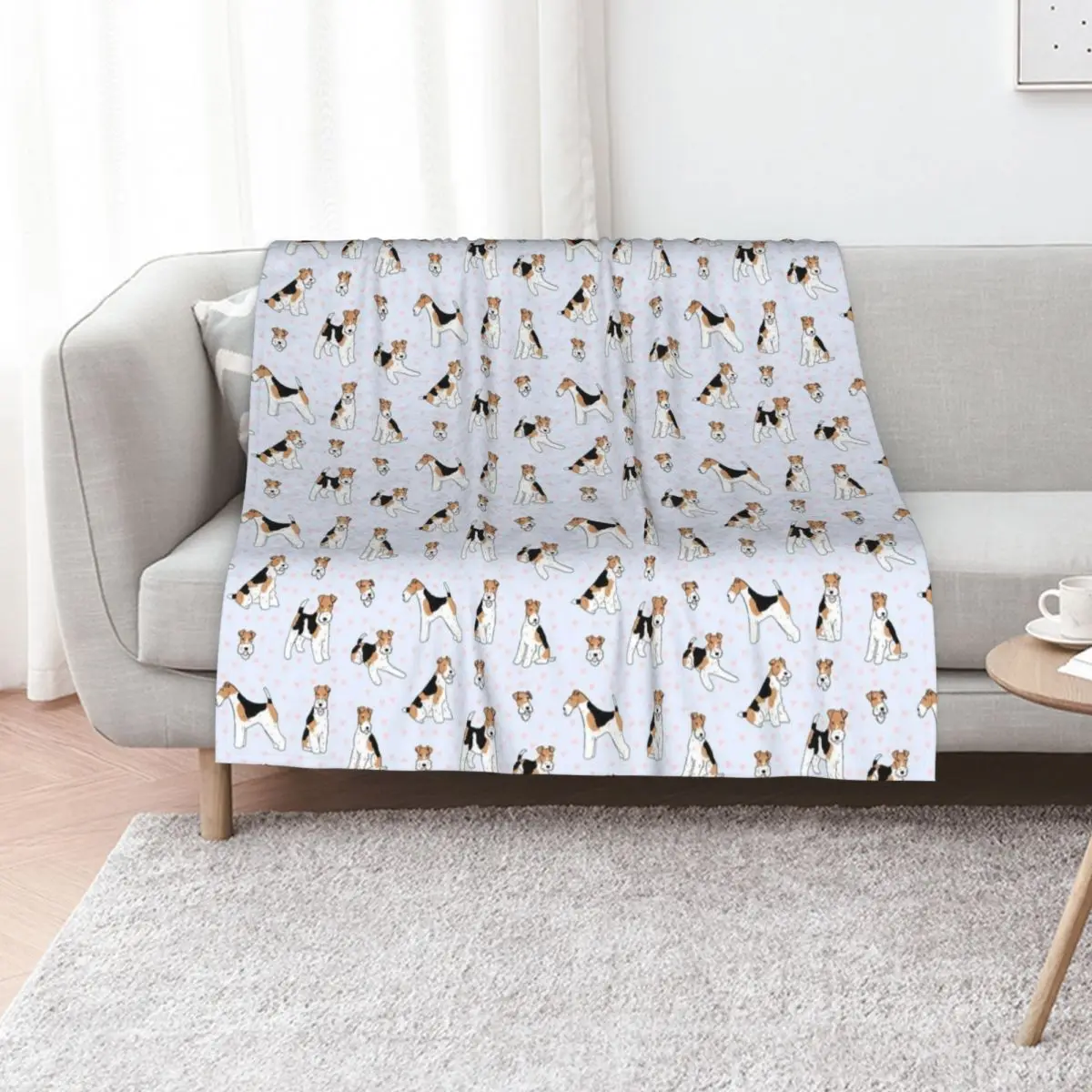Wire Fox Terrier cute illustration pack Throw Blanket Shaggy Warm Thins Bed linens Tourist Blankets