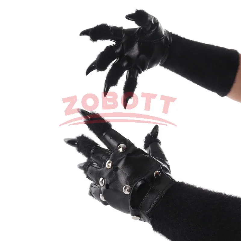 

Kigurumi Fursuit Gloves Cosplay Paw Punk Style Kig Roleplay Paw Motorcycle Warm Halloween Carnival Punk Dress up Claws Nail