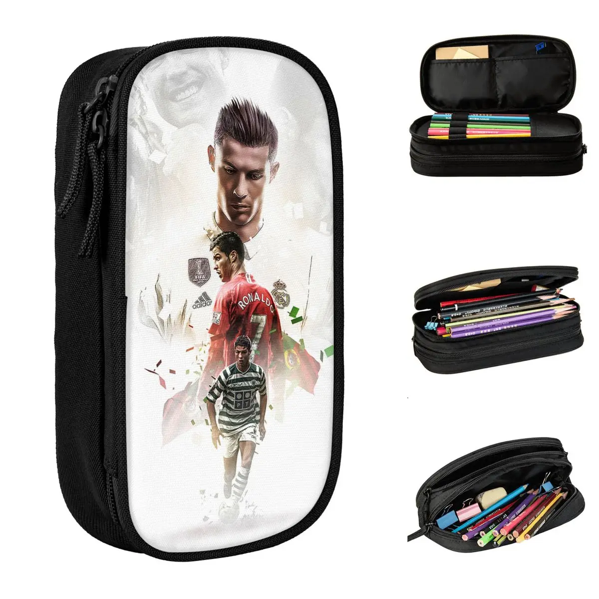 CR7 Cristiano Ronaldos Football Pencil Cases Lovely Pen Box Bags Student Big Capacity School Supplies Zipper Pencilcases