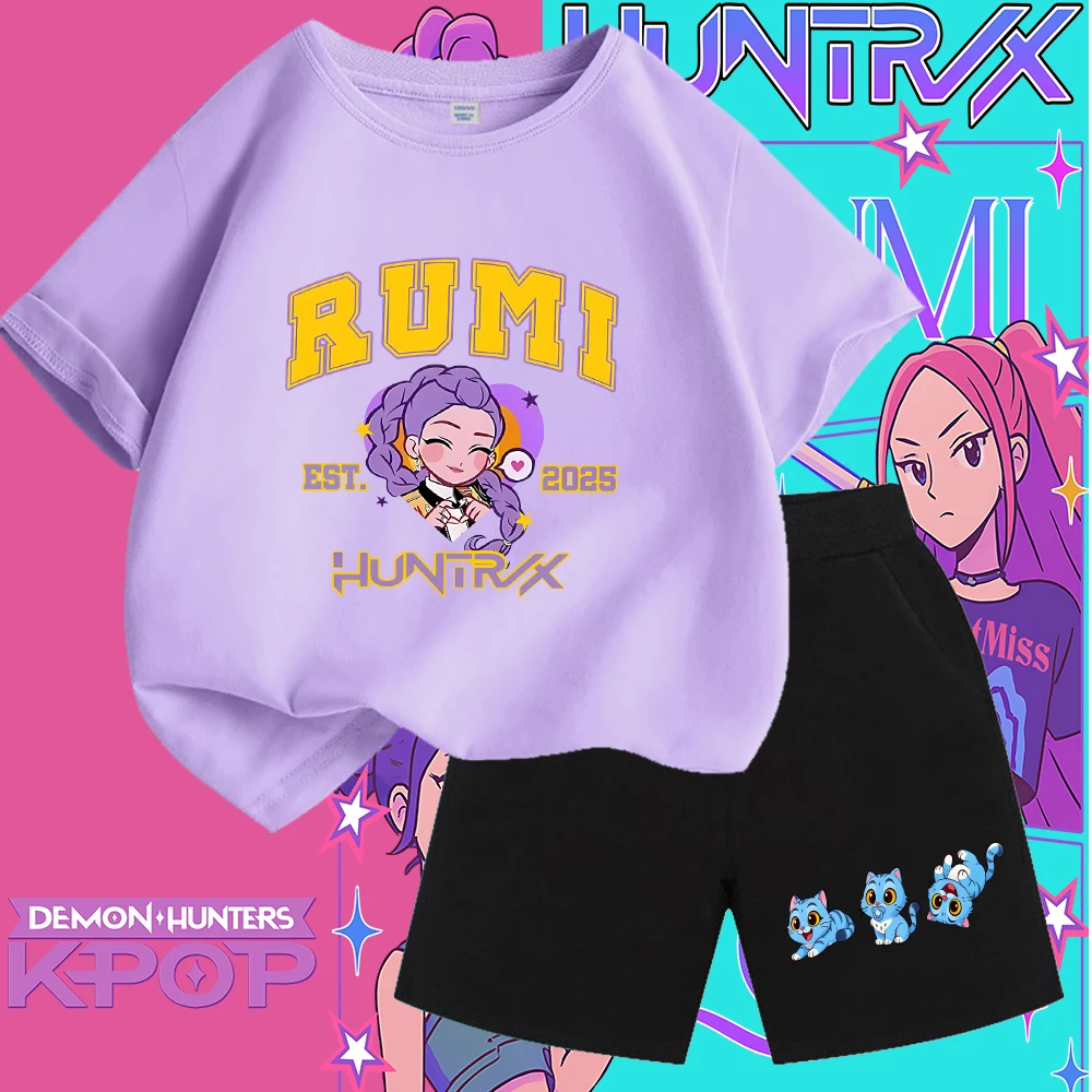 مجموعة تي شيرت برسومات Kpop Demon Hunters Huntrix "I AM OK" للأطفال، نمط ملابس الشارع K - تي شيرت مستوحى من البوب للأطفال