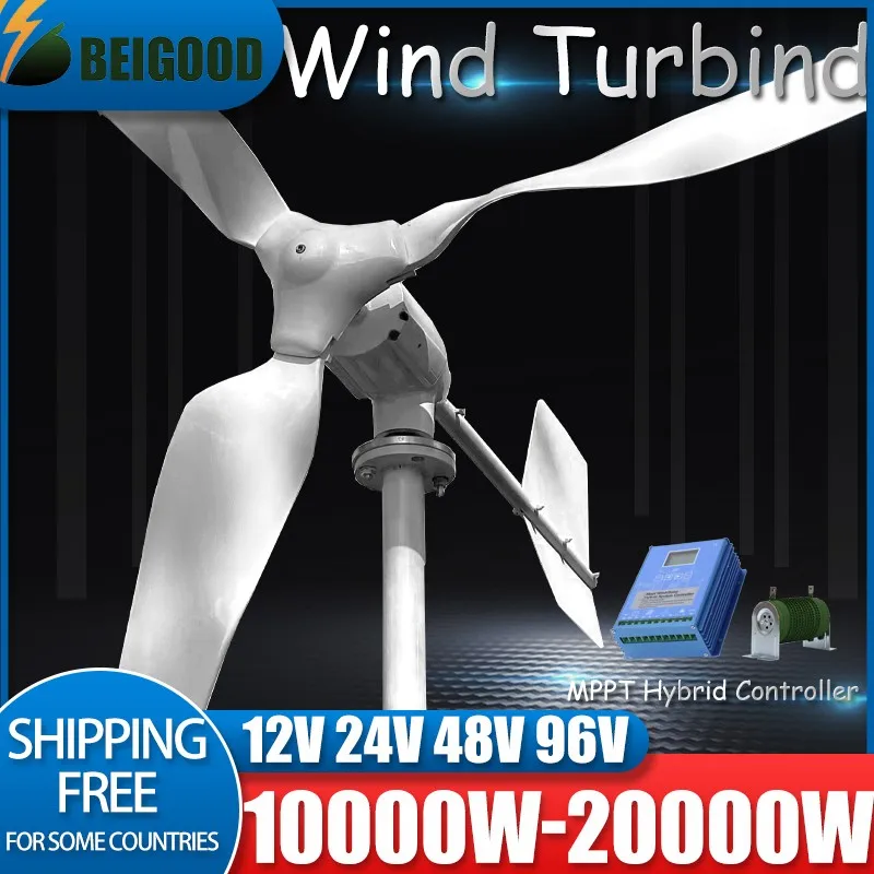 

15KW 12V 24V 48V Horizontal Wind Power Turbine Generator For Home Farm 15000W Windmill 3 Blades with Electric Alternator