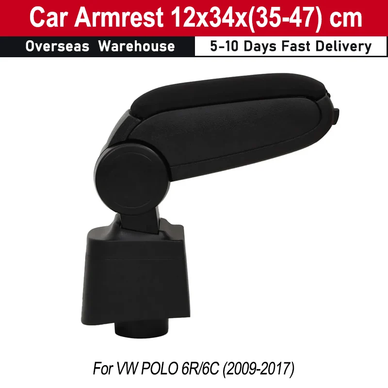 Car Armrest 12x34x(35-47) cm ABS Material Adjustable Height Car Armrest for VW POLO 6R/6C (2009-2017)  Addition to Extra Storage