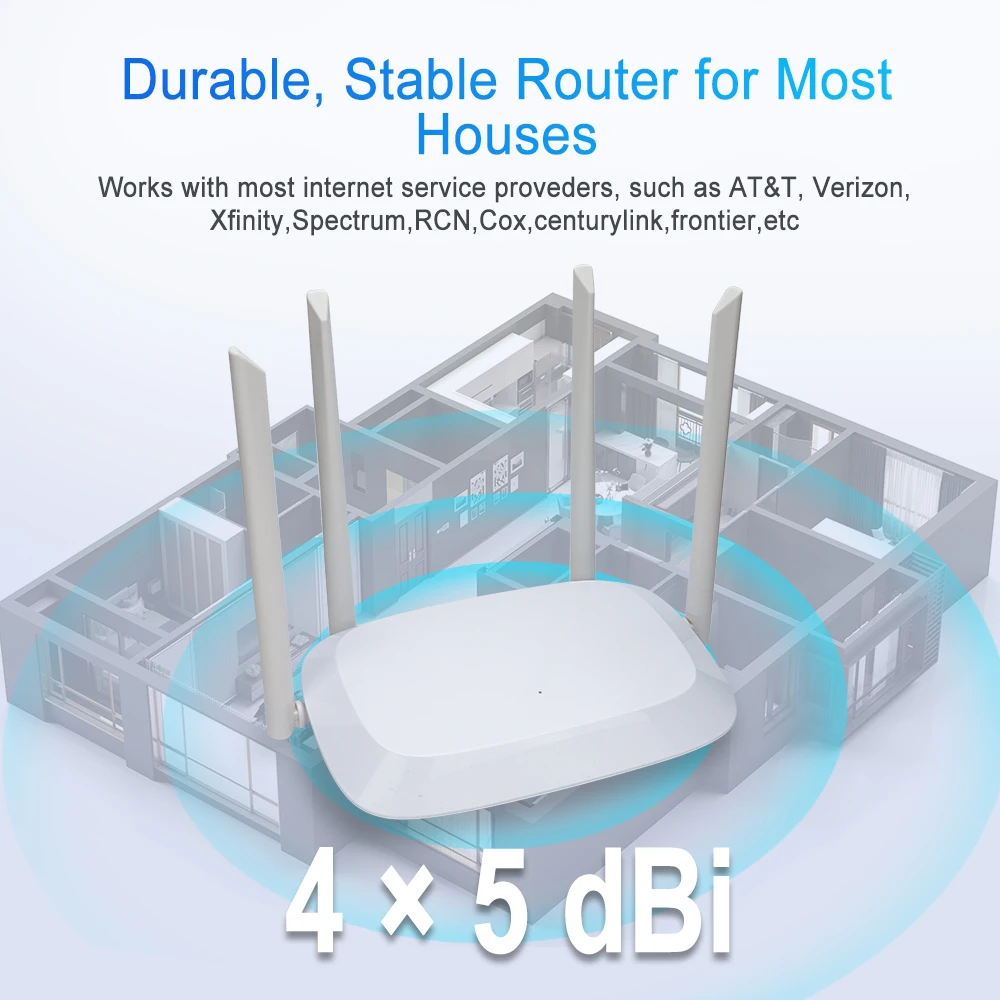 Wireless WiFi Router 1200Mbps Dual Band 2.4GHz 5GHz Wifi Repeater 4*6dBi Antennas Signal Amplifier Wider Coverage Wi-Fi Extender