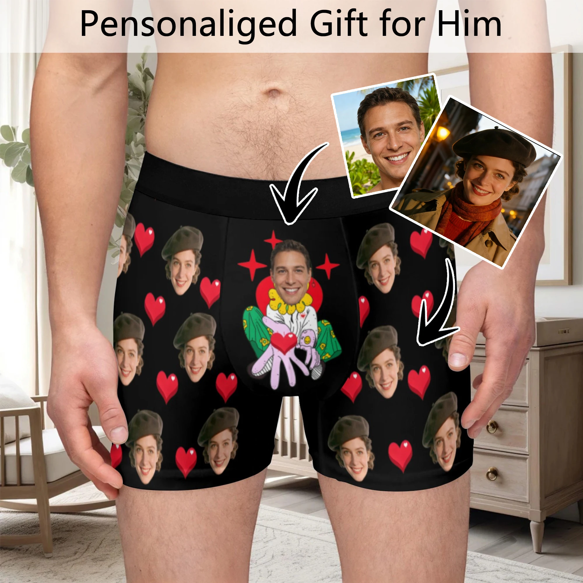 

Personalized facial photo DIY customization flat underwear customization men's Valentine's Day gift for husband gift for father
