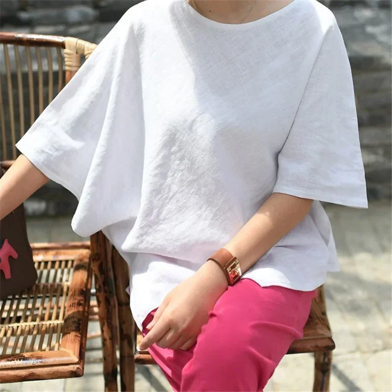 

Solid T Shirt Women Korean Style Loose Bat Sleeve T-shirt Fashion Casual Oversized Half Sleeve Top Summer Trend Tshirt