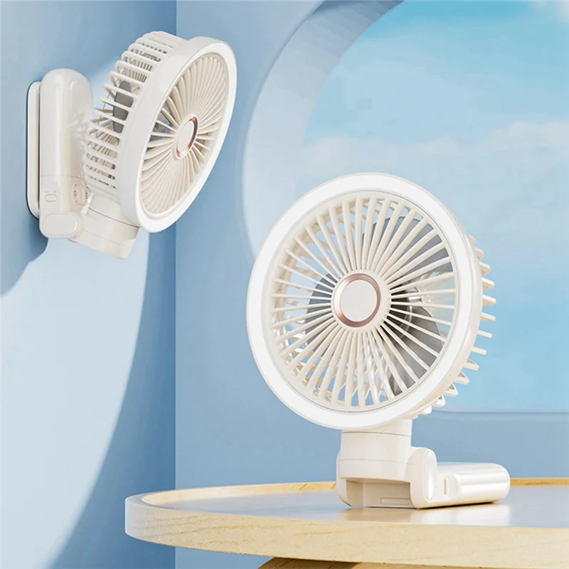 ABNG USB ชาร์จพัดลมตั้งโต๊ะแบบหนีบแบบพกพาพัดลมตั้งโต๊ะขนาดเล็กหมุนได้ 360 องศาปรับ Clip-On พร้อมไฟพัดลม