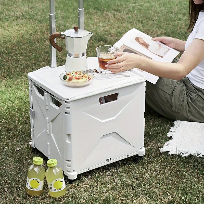 45L vierrädriger faltbarer Lebensmittel-Einkaufswagen zum Einkaufen, tragbarer faltbarer Aufbewahrungswagen für Outdoor-Camping, mittelgroß