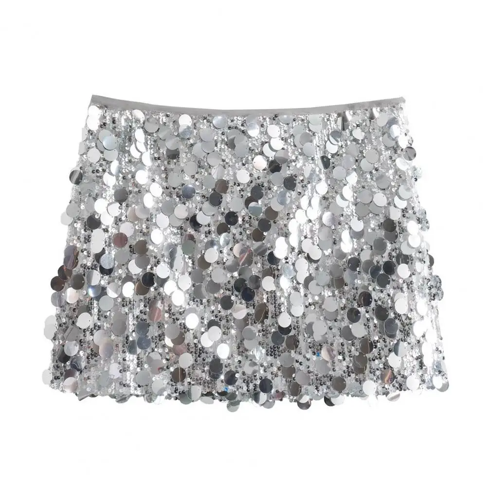 Jupe à paillettes pour femmes, taille haute, moulante, scintillante, mini-jupe à paillettes, extensible, courte, pour soirée, A lancorsi