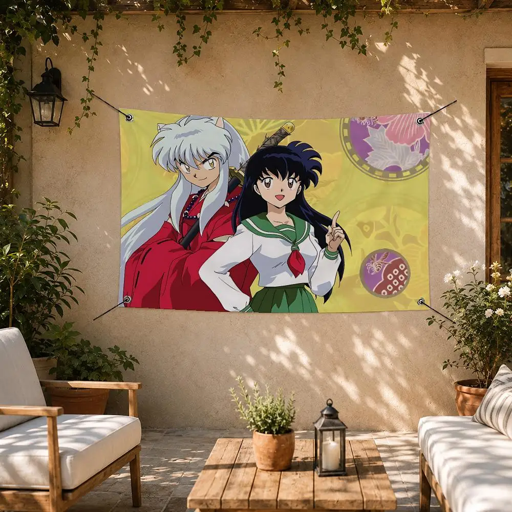 Classic Anime Inuyasha Flags Room Bedroom Home Outdoor Wall Hanging Concert Printed Background Decoration Art Banne