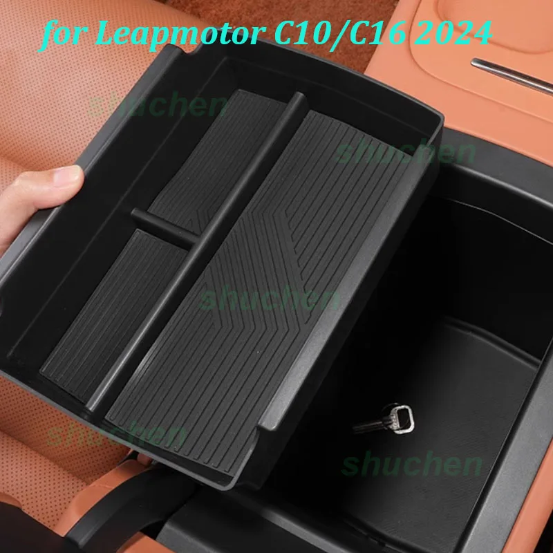 Car Center Console Armrest Storage Box for Leapmotor C10 C16 2024 Under Center Console Storage Box Interior Accessories